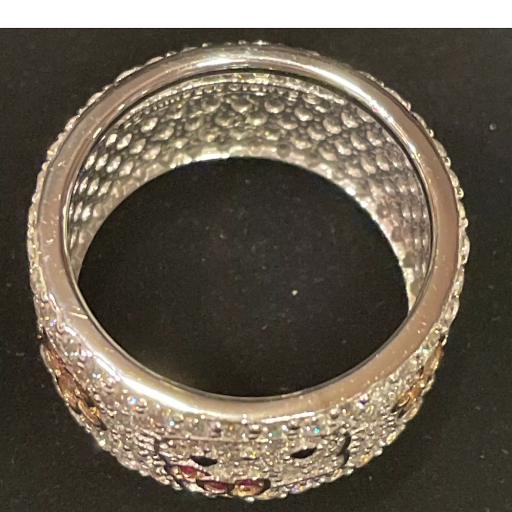 Hello Kitty Diamonique Sterling Silver Ring Blooming Flowers Eternity Band - Picture 11 of 13